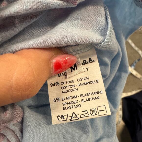 Vintage Y2K Fornarina Made In Italy Cross Embossed Puff Baby Tee Blue Pink M - Picture 6 of 6